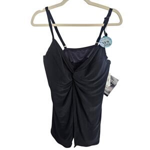 MiracleSuit Womens Underwire Tankini Swim Top Size 14 Love Knot Stretch Beach